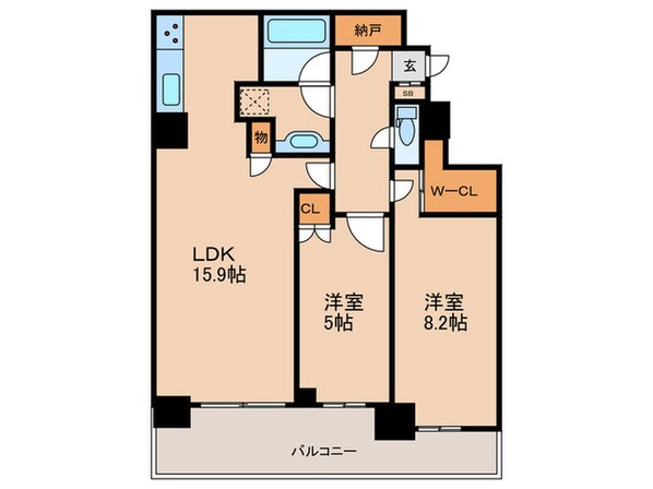 ﾌﾞﾘﾘｱﾀﾜｰ名古屋ｸﾞﾗﾝｽｲｰﾄ（901）の物件間取画像